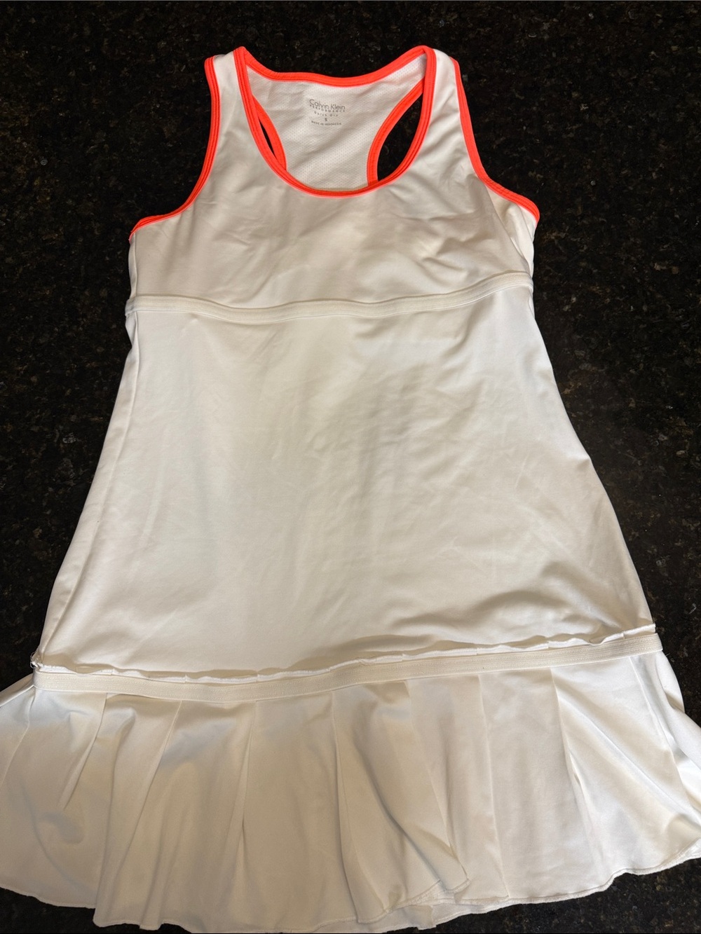 Tennis Small Calvin Klein White Athletic dress with Neon Coral Trim